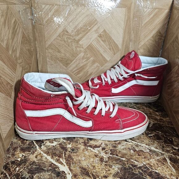 Vans men's Off The Wall hi top skateboard old skool red size 13.   010 - Picture 10 of 11